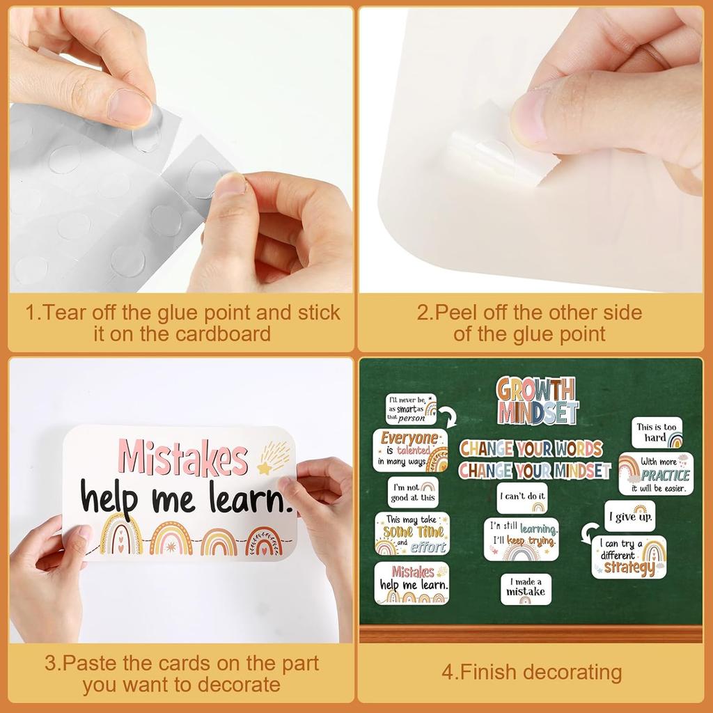 Pajean 37 шт. Набор для классной доски «Радуга» Мотивационная классная доска Позитивные настенные декорации Плакаты «Вдохновляющий образ мышления»