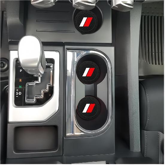 2 Pack White Red Cup Holder ert Coaster Compatible with Tacoma TRD Tundra Rav4 Highlander Camry 4Runner Accessories Anti-Slip Drink Cup Mat (Red