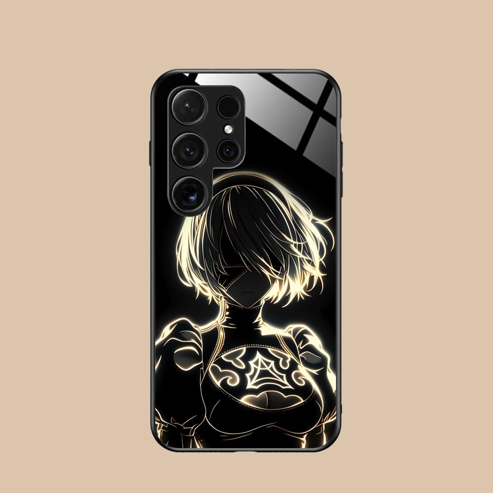Аниме Nier 2B Стеклянный чехол для мобильного телефона для Samsung Galaxy A56 55 54 53 52 51 36 35 34 23 16 15 5G Цветная обложка