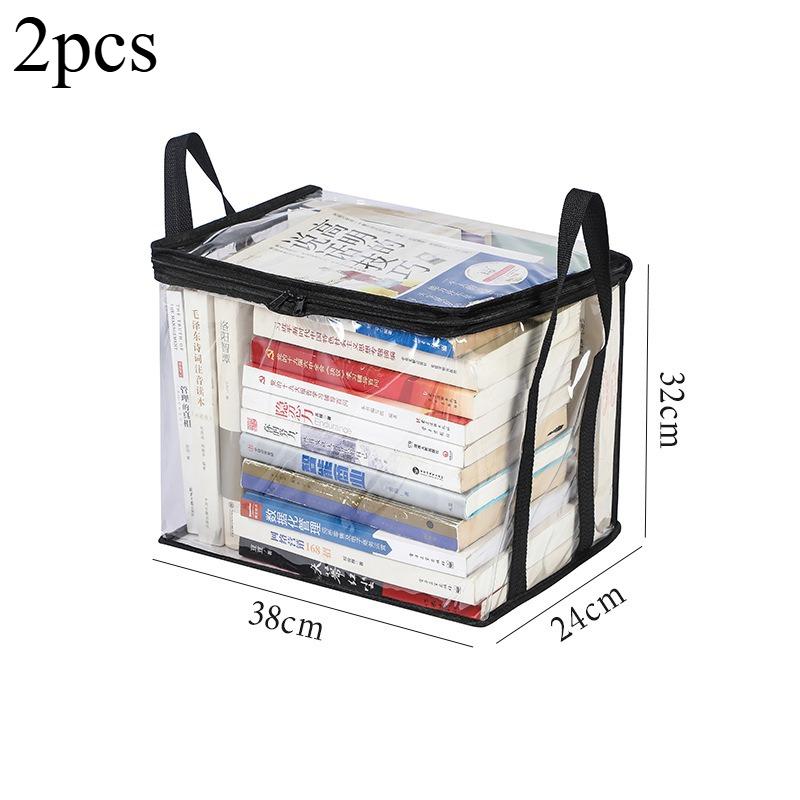 1/2Pcs Large Capacity Foldable Transparent Waterproof Storage Box for Student Dormitory Classroom Home Book Organizing