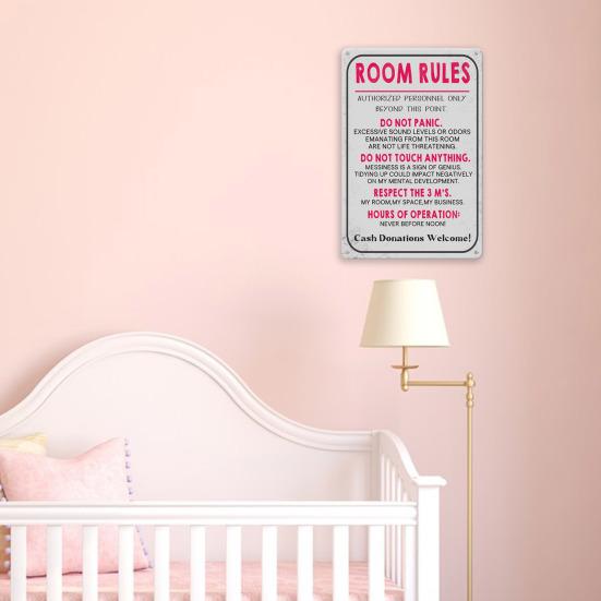 Розовый Комната Правила Знак Подростки Девочки Мальчики Спальня Игровая Комната Общежитие Смешной