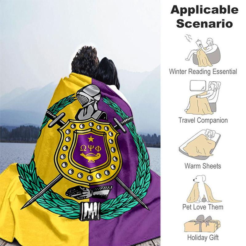 1pc Blanket Omega Psi Phi Print Design, Lightweight Blanket for Sofa, Bed- Soft &Warm, Gift for All Seasons like Christmas, Halloween