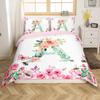 Initial Letter A Duvet Cover for Boys Girls Floral Monogrammed Bedding Set Romantic Rose Alphabet Quilt Cover with 2 Pillow Case