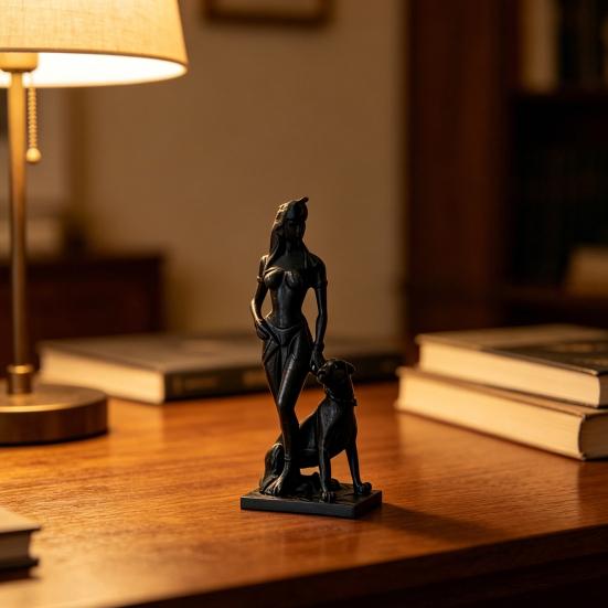 3D-печатная фигурка женщины и собаки, скульптура собаки - египетской богини, коллекционная настольная статуэтка для гостиной, спальни, книжной полки, декор для стола