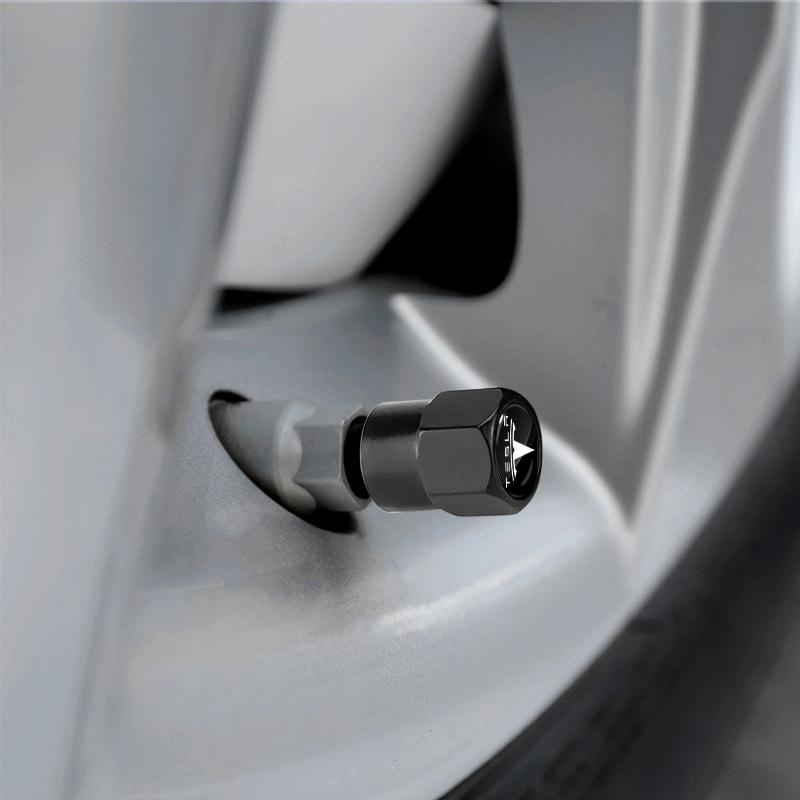 4pcs Car Tire Valve Stems Cap Metal Tire Wheel Stem Air Valve For Tesla Model 3 Mode S X Model Y Emblem Accessories