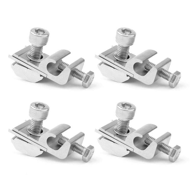 Pack of 4 Aluminum Solar Grounding Clamps with Adjustable Screws & strong Design Easy to Use for Photovoltaic Panel
