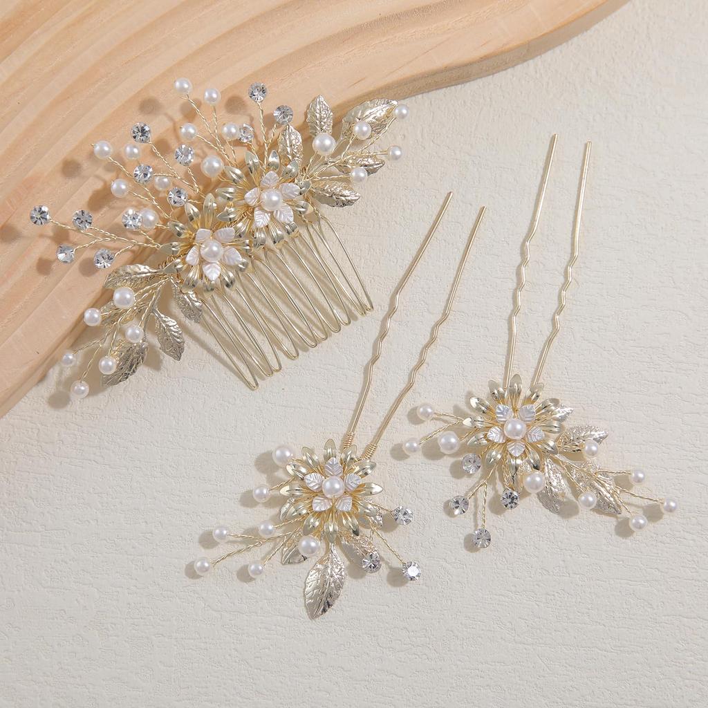 Famihot Hair Headpiece with Flower Pearl and Hairpin Set of Delicate Hair Accessories for and Traditional Japanese Clothing Ornament, Motif, Comb, 3,