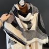Autumn and Winter New Double-sided Jacquard Large Square Scarf Women's Versatile Imitation Cashmere Large Shawl Windproof Thickened Warm Scarf