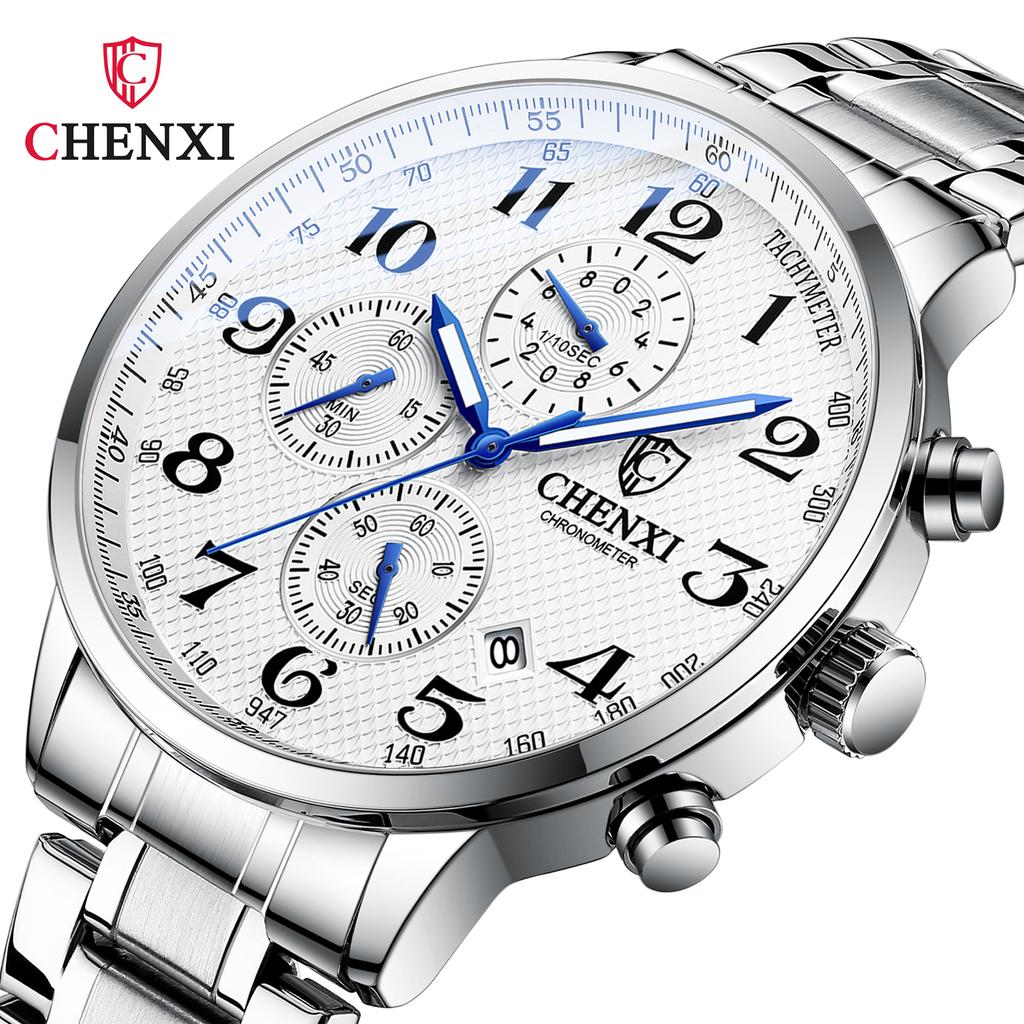 Watches For Men CHENXI Brand High Quality Waterproof Quartz Chronograph Watch Luminous Calendar Stainless Steel Wristwatch