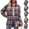 Женская модная широкая клетчатая куртка-рубашка на пуговицах с длинными рукавами