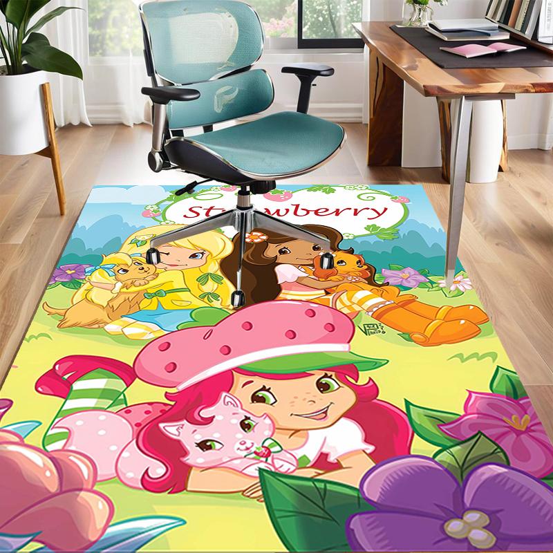 1pc Strawberry Princess4 Design Area Rug - Non-Slip, Soft & Cozy Floor Mat for Living Room, Bedroom, Office - Indoor/Outdoor Decorative Carpet