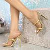 Liyke Street Style Vintage Square Toe Golded High Heels женские тапочки удобные летние туфли из искусственной кожи для банкета женские сандалии