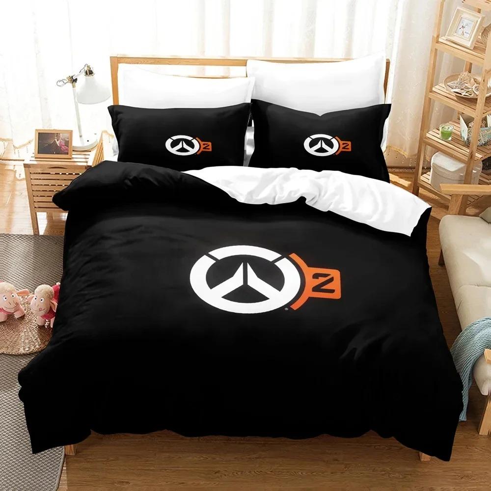 3D Печать Overwatch 2 Постельное Белье Пододеяльник Комплект Постельного Белья Покрывало Наволочка Одеяло Кинг Квин Размер Мальчики Взрослый Комплект Постельного Белья