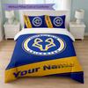 Leicester City Custom Name Text Bedding Set 1 Duvet Cover+2 Pillowcases Soccer Logo Personalized Gift For Special Occasion Bedroom Decor