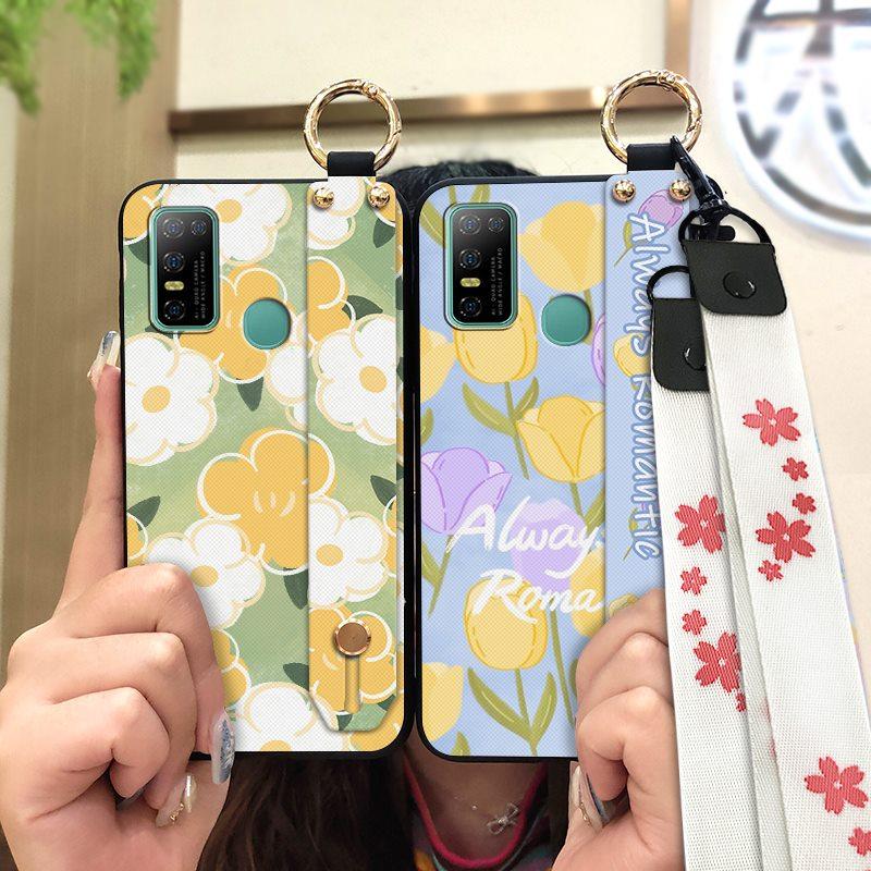 Dirt-resistant Silicone Phone Case For Doogee N30 Waterproof Kickstand Flower Oil Painting Fashion Design Phone Holder