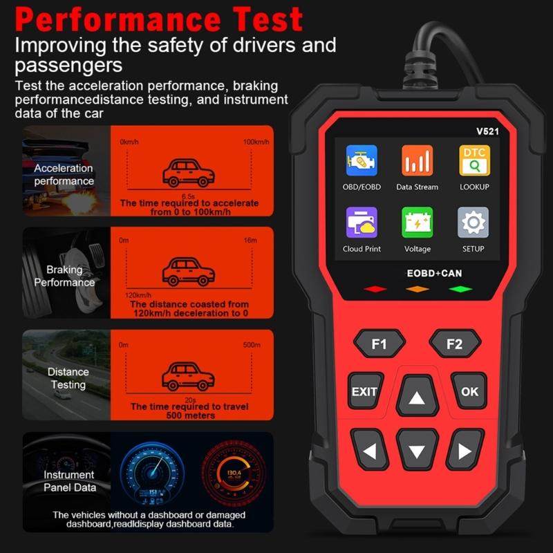 Многофункциональный OBD-сканер-тестер V521 для диагностики автомобилей, подходит для чтения кодов неисправностей двигателя, быстрого обнаружения ошибок
