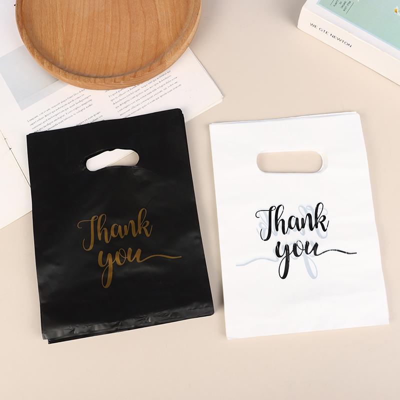 10 шт. Мини-спасибо, пластиковые подарочные пакеты, многоразовые праздничные пакеты, пластиковый подарочный пакет