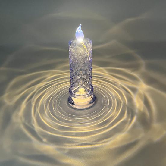 LED Candle Lights Romantic Rose Shadow Flameless LED Candles Battery Operated Pillar Lamp for Valentines Wedding Decorations Home