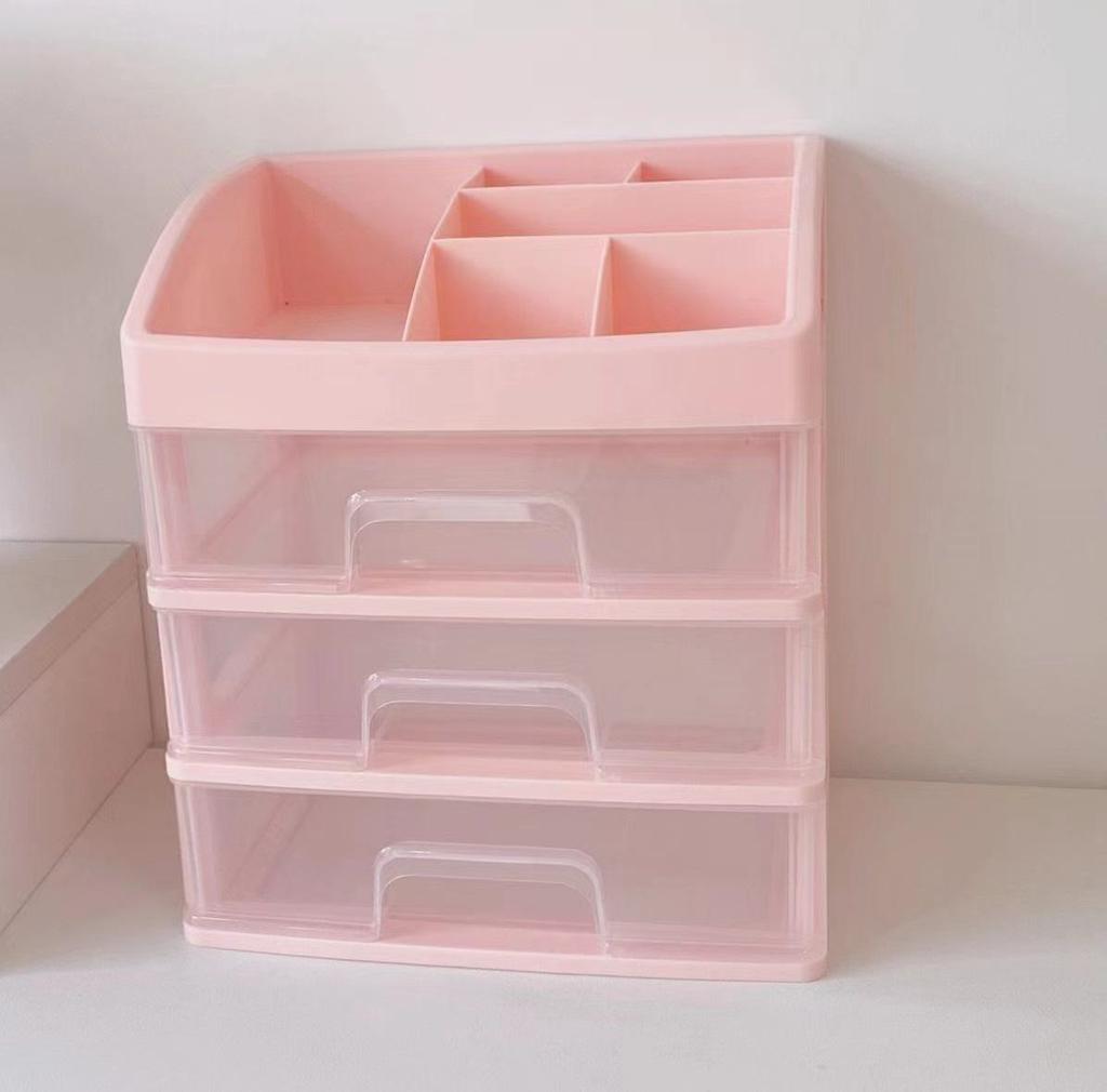 Multi-Layer Drawer-Style Cosmetic Desktop Storage Box: Transparent, Dustproof, Simple Storage Rack