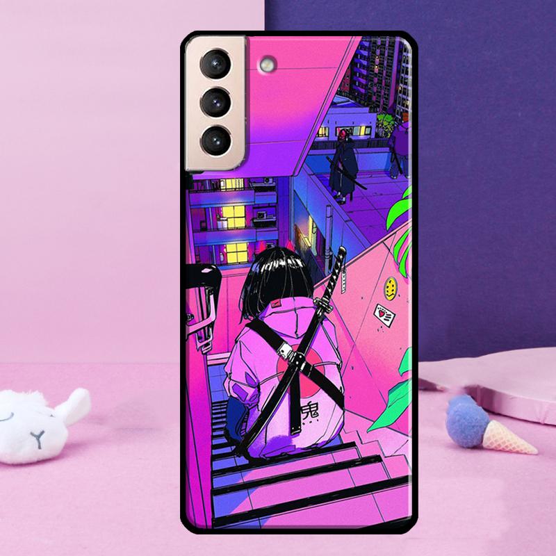 Чехол для телефона Vaporwave Glitch Anime для Samsung Galaxy S25 S24 Ultra S9 S10 S20 S21 S22 Plus S23 FE S24 FE