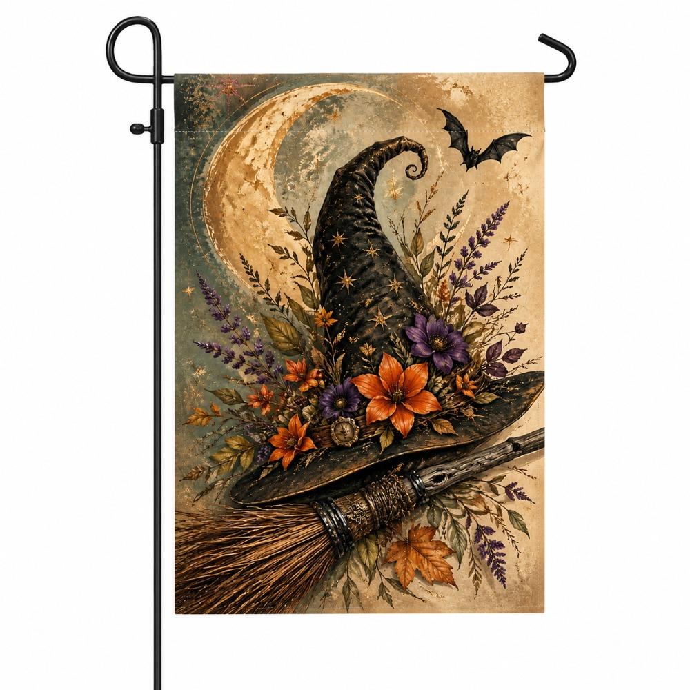 Linen Halloween Fall Pumpkin Garden Flag Rustic Style Ghost Welcome Flag  Porch
