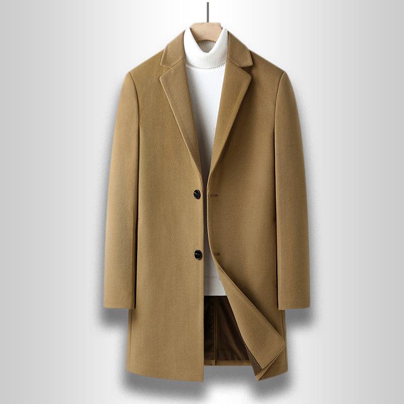 Autumn and Winter Men's Woolen Coat Medium and Long Suit Collar Korean Version Slim-fitting Woolen Coat Men's Coat