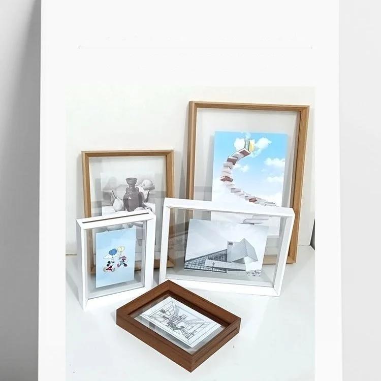 6/8-inch Double Sided Transparent Acrylic Frame Minimalist Picture Frame Poster Display Case with Embossed Specimen