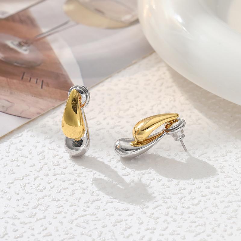 Гладкие двухцветные серьги-гвоздики с геометрической формой в виде капли воды для женщин, индивидуальные украшения, подарок девушке
