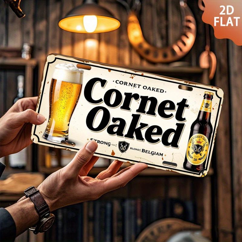Плоский 2D - 1 шт. Винтажная металлическая табличка 'Cornet Oaked Belgian Blonde Ale', Алюминиевое настенное украшение 6x12 дюймов