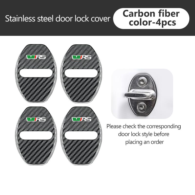 AAAJF1 4Pcs Zinc Alloy Car Door Lock Buckle Protective Covers For Skoda S Kodiaq Octavia 2 3 Yeti Karoq Rapid Fabia VII VRS