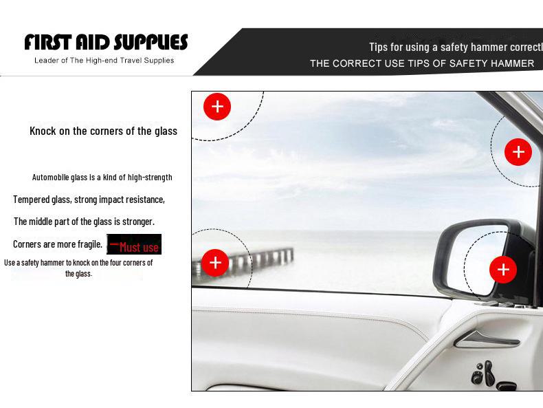 Автомобильный молоток с основанием - Разбиватель окон и резак R-7115