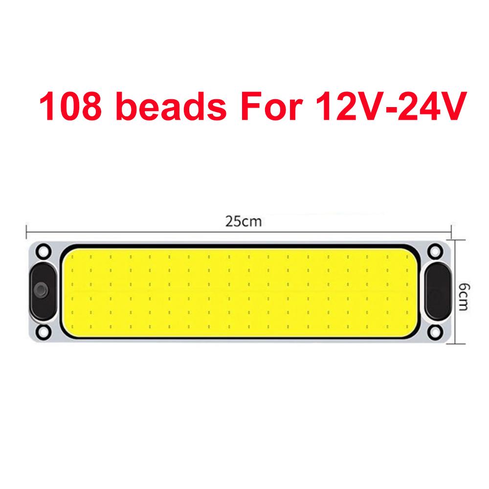 12 В-24 В автомобильный светильник для салона 54/108SMD COB, лампа для чтения, автомобильный плафон, светодиодная панель, водонепроницаемая самоклеящаяся лампа для грузовика
