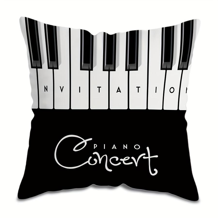 Music Theme Pillowcase Piano Musical Notes CD Print Decorative Cushion Cover for Home Interior Party Decor