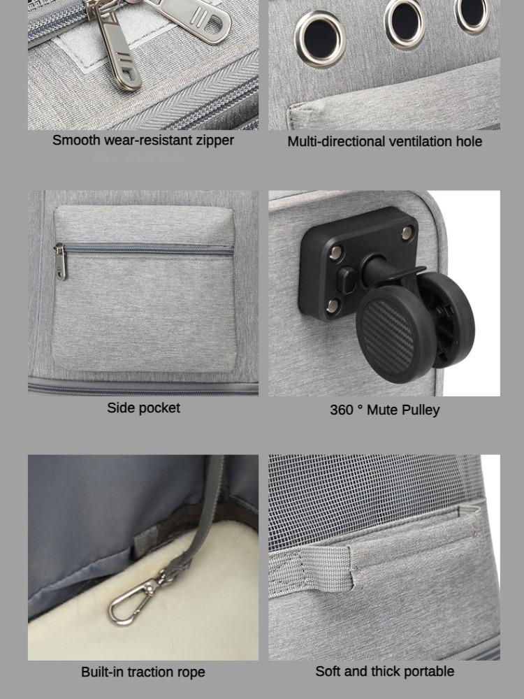 Двухслойная сумка на колесиках для домашних животных, переносная, для путешествий на открытом воздухе, бесшумная, универсальная, дышащая, сумка для кошек, коляска для собак, переноска для кошек