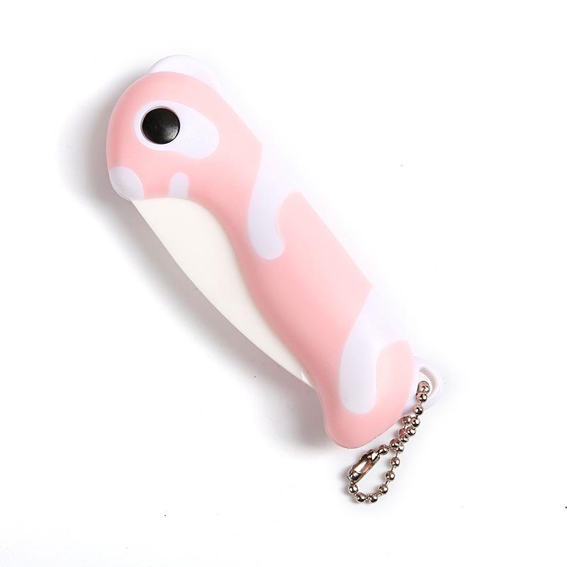 Cute Cartoon Ceramic Cutter Plastic Handle Folding Fruit Knife Kitchen Kids Auxiliary Knives Mini Portable Sharp Knife Peeler