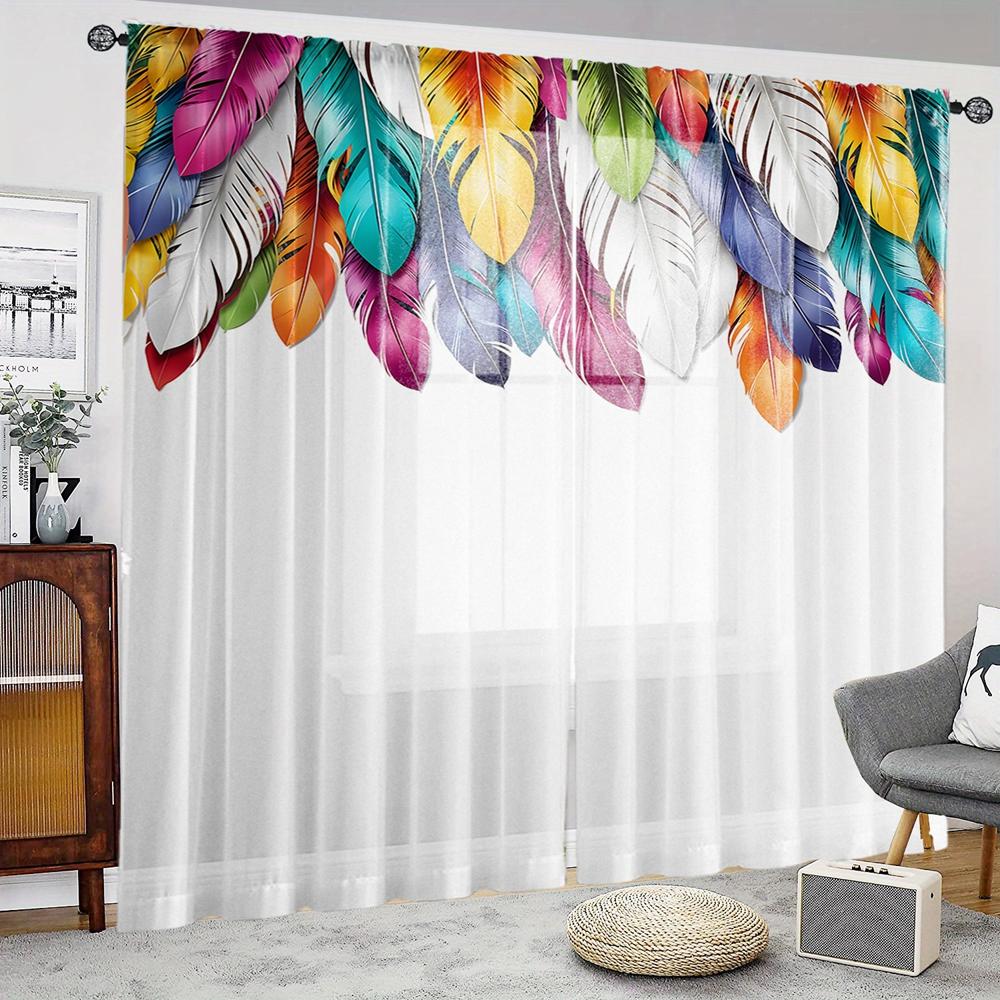 2 шт. HD цифровая цветная перьевая печать оконная балдахин для украшения дома стиль украшения гостиной спальни занавеска на штанге