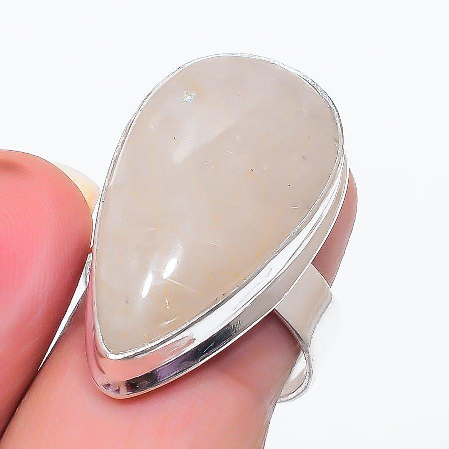 Golden Rutile Gemstone 925 Sterling Silver Jewelry Ring Size 8.5