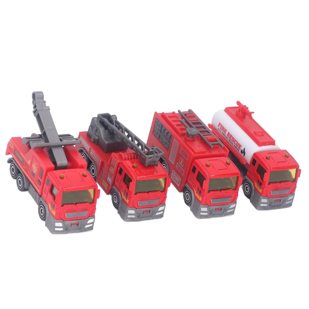 4Pcs 1: 32 Fire Truck Toy Set High Simulation Pull Back Car Toy Educational Truck Model Children