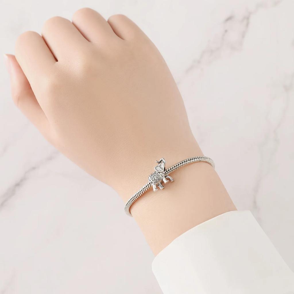 New Silver 925 Elephant Pendants Bracelet Charms for Women Jewelry Party Beads DIY Fine Jewelry Gifts Accessories