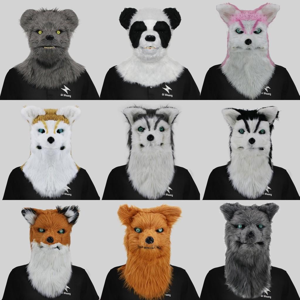 Уморительные маски голов животных с открывающимся ртом, изображающие гориллу, тигра, волка, для праздничных мероприятий