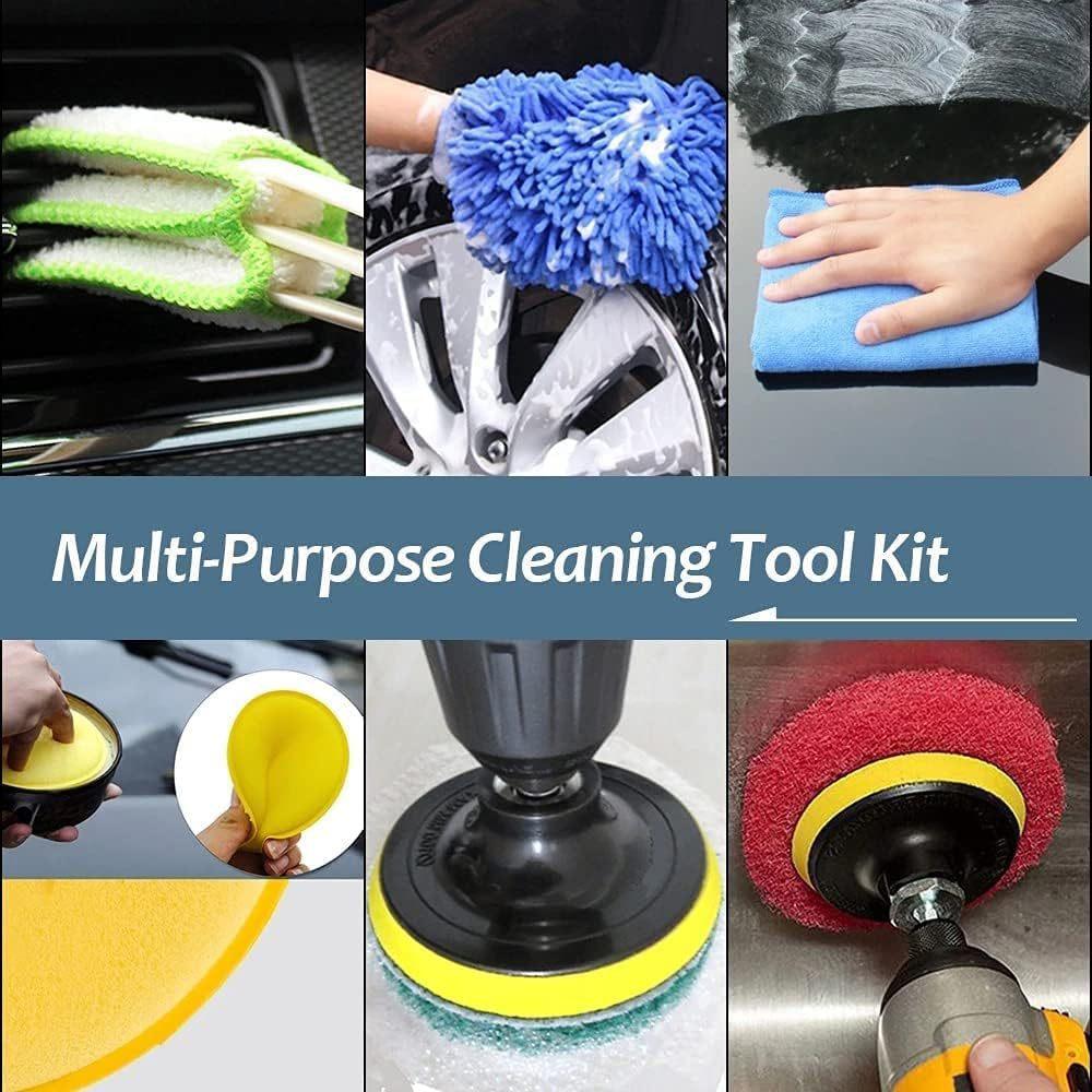 36Pcs Drill Brush Set Car Washing Brush for Auto Interior Exterior Cleaning Air Vent Brush Detailing Gloves Kit