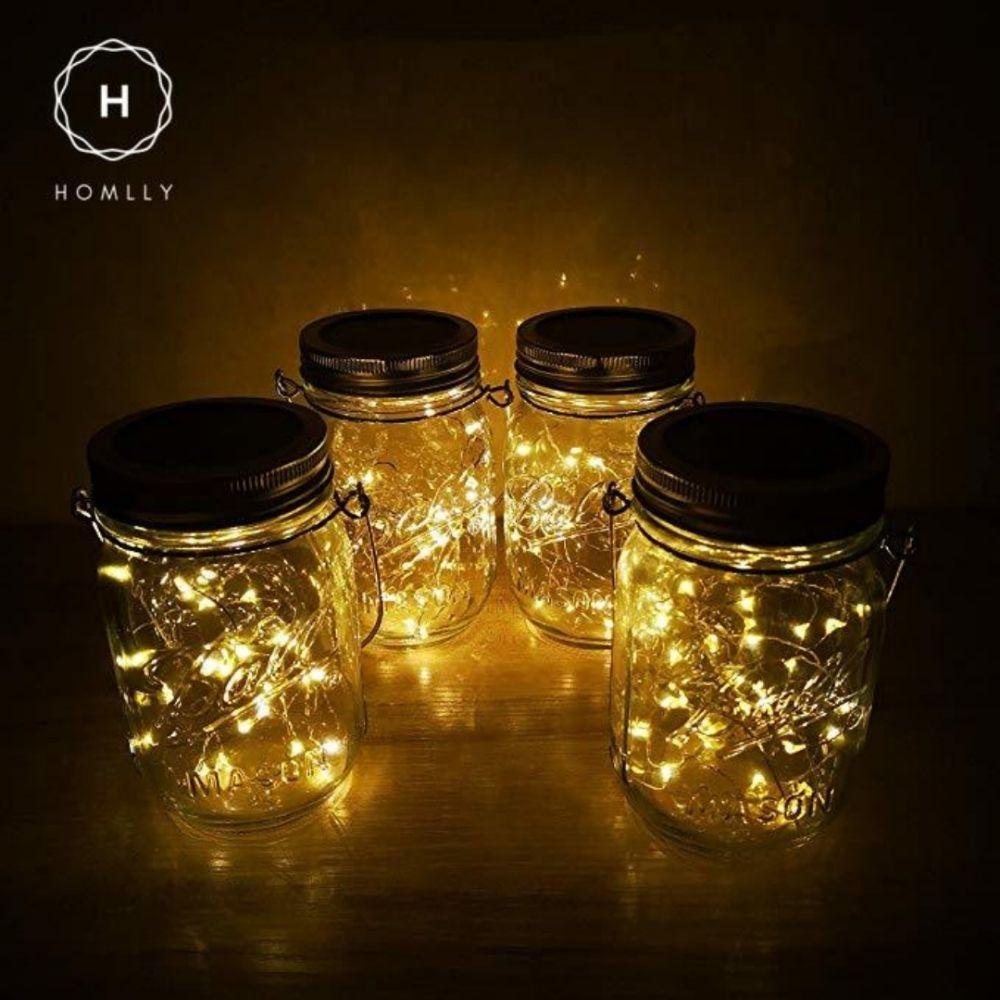 Homlly Solar Mason Jar Fairy LED Lights (X2 PCS)