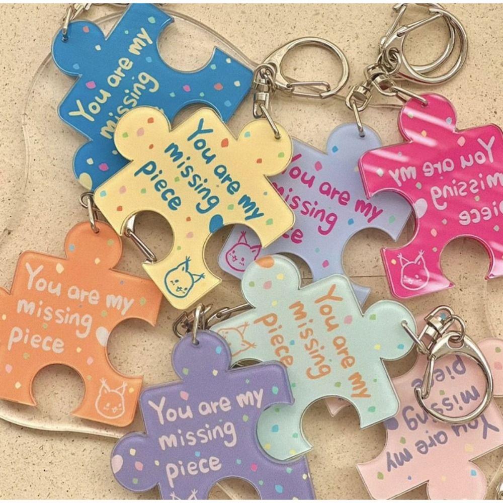 Multicolour Acrylic Puzzle Text Keychain Korean Style Accessories Fashion Woman