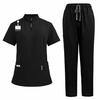 2Pcs Nurse Uniform Scrubs Set for Nurse Doctor Hospital Staff Jogger Suit with Pocket Top Pants Stretchy Comfortable Workwear