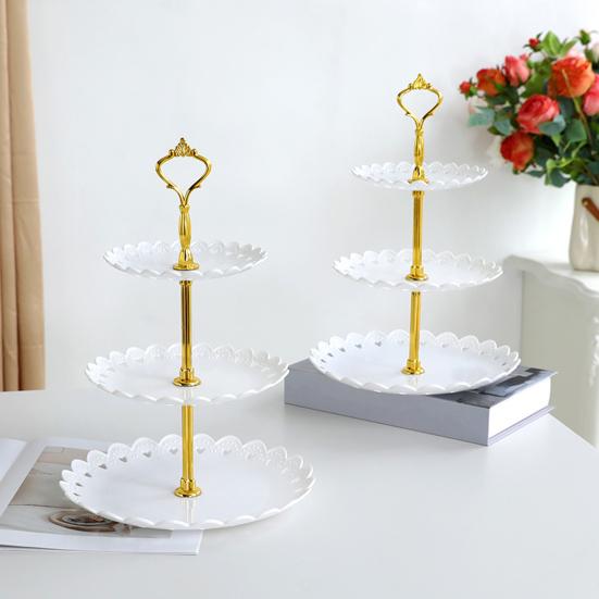 Cupcake Stand Holder Dessert Table Display Rack 2/3-Tier Snack Serving Tray for Tea Party Wedding Baby Shower
