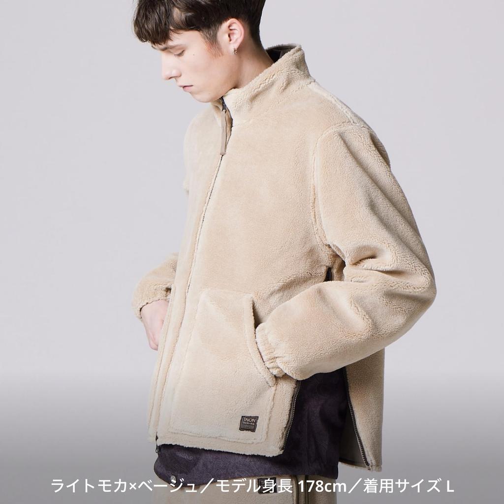 Taion Унисекс Милитари Двусторонняя Куртка Боа 2XL Непуховая Высокий Воротник R102ZBNDML-1 Черный/Кремовый