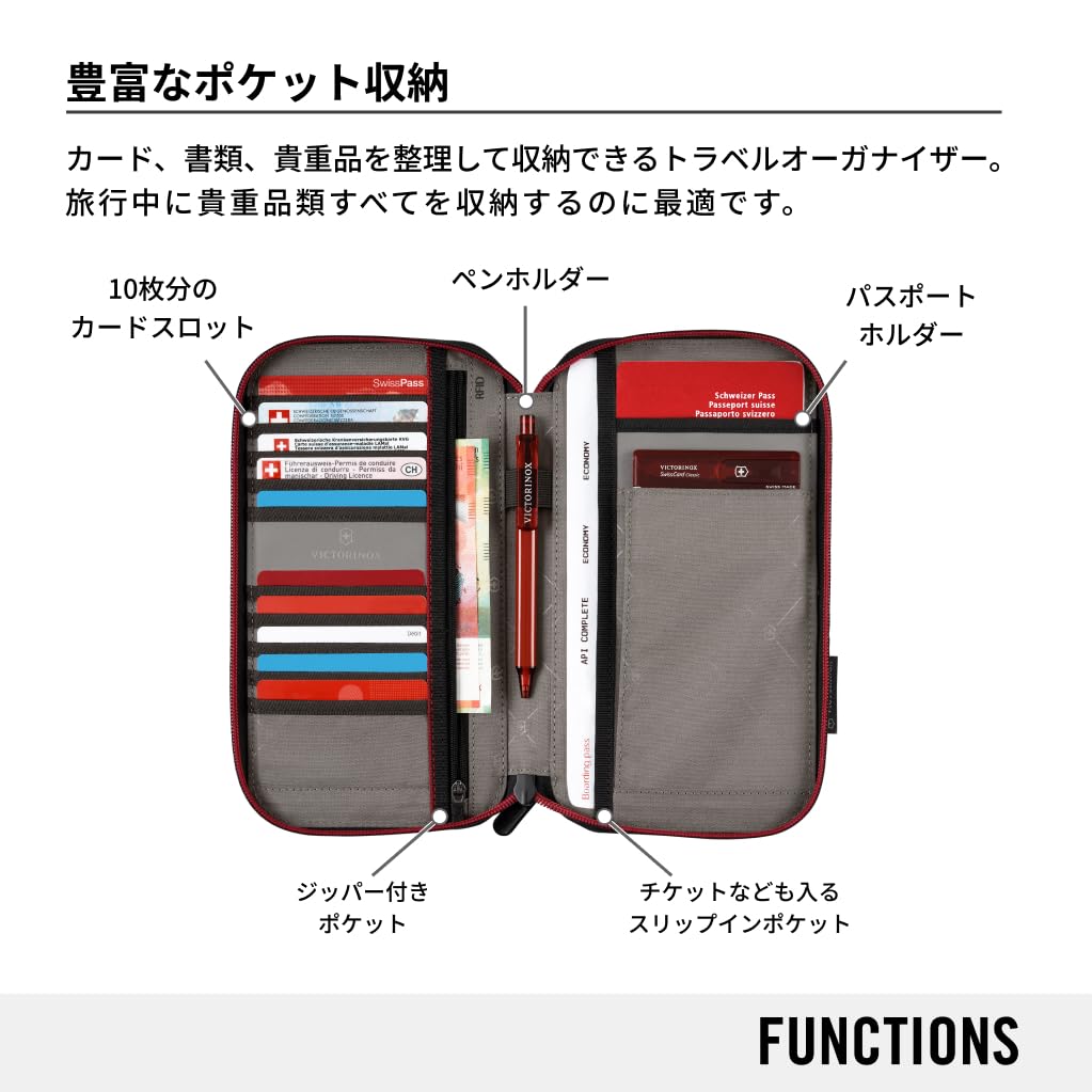 Victorinox Дорожные принадлежности Дорожный Паспорт Складной Карточка с названием бренда 653371 Органайзер, Держатель, Мужской кошелек, Кошелек, Кошелек, Чехол, Черный,