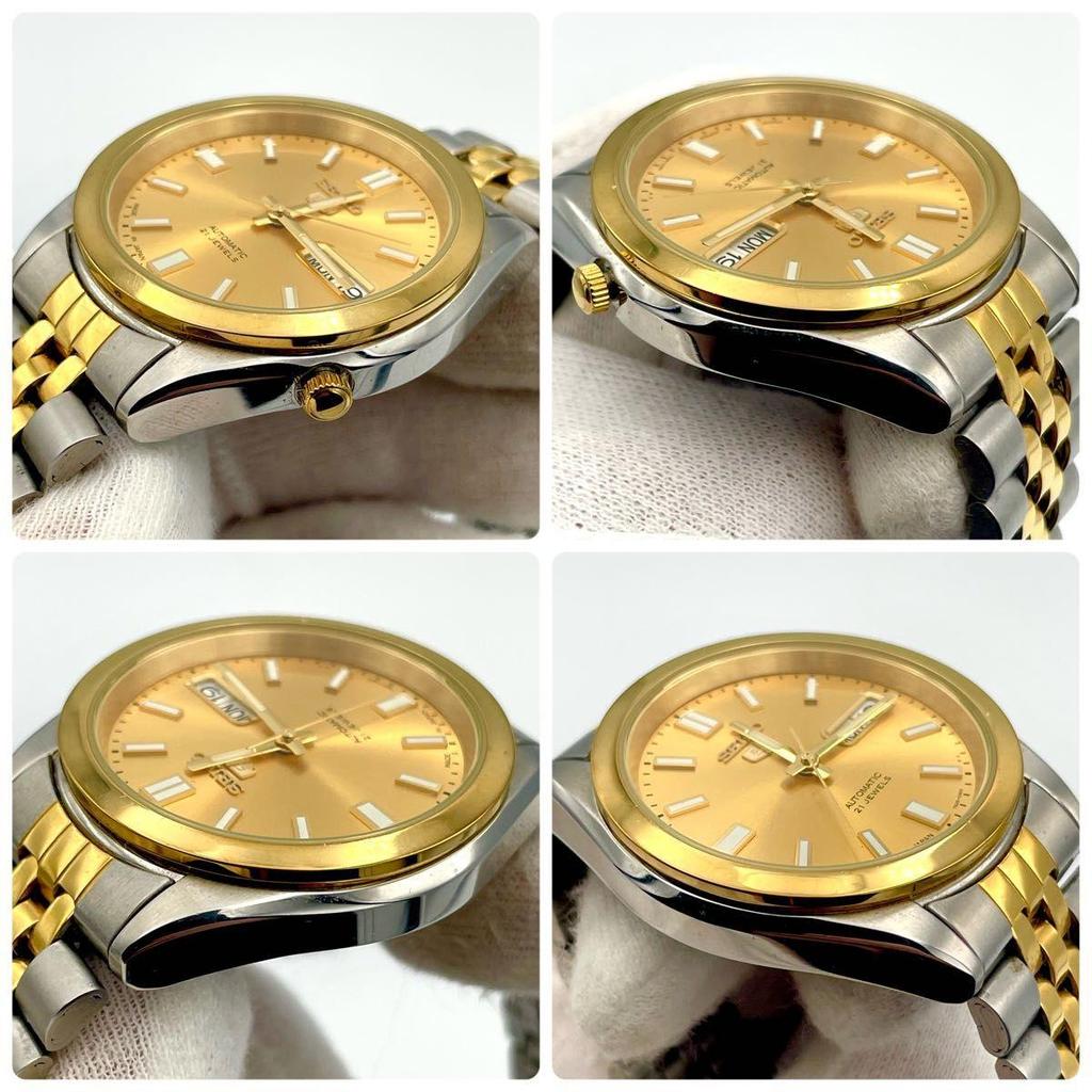 Б/у [Хорошее состояние] SEIKO Seiko 5 часы автоматические аналоговые 3-стрелочные золотой комбинированный SNKC44J1 7S26-00X0 в рабочем состоянии