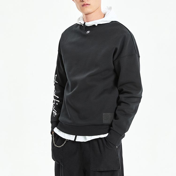 Li Ning Badfive Basketball Series Sports Casual Crewneck Sweatshirt Men Sweatshirt Standard-Black AWDQ751-4