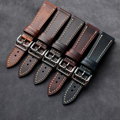 Ремешок для часов из воловьей кожи, ремешок для часов 18, 19, 20, 21, 22 мм, подходит для мужского винтажного кожаного браслета, промасленного кожаного браслета